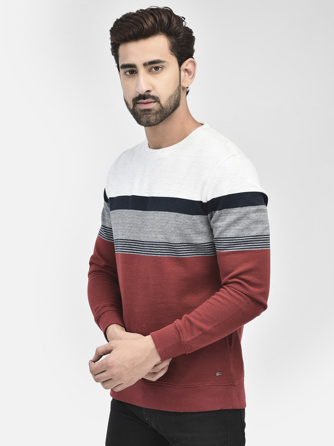 Red Colourblocked Sweatshirt-Men Sweatshirts-Crimsoune Club