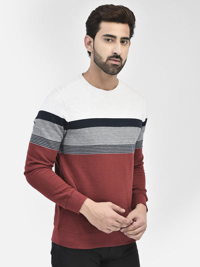 Red Colourblocked Sweatshirt-Men Sweatshirts-Crimsoune Club