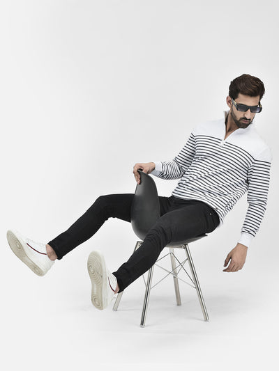 White Stripes Sweatshirt-Men Sweatshirts-Crimsoune Club