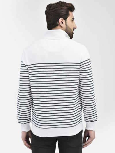 White Stripes Sweatshirt-Men Sweatshirts-Crimsoune Club