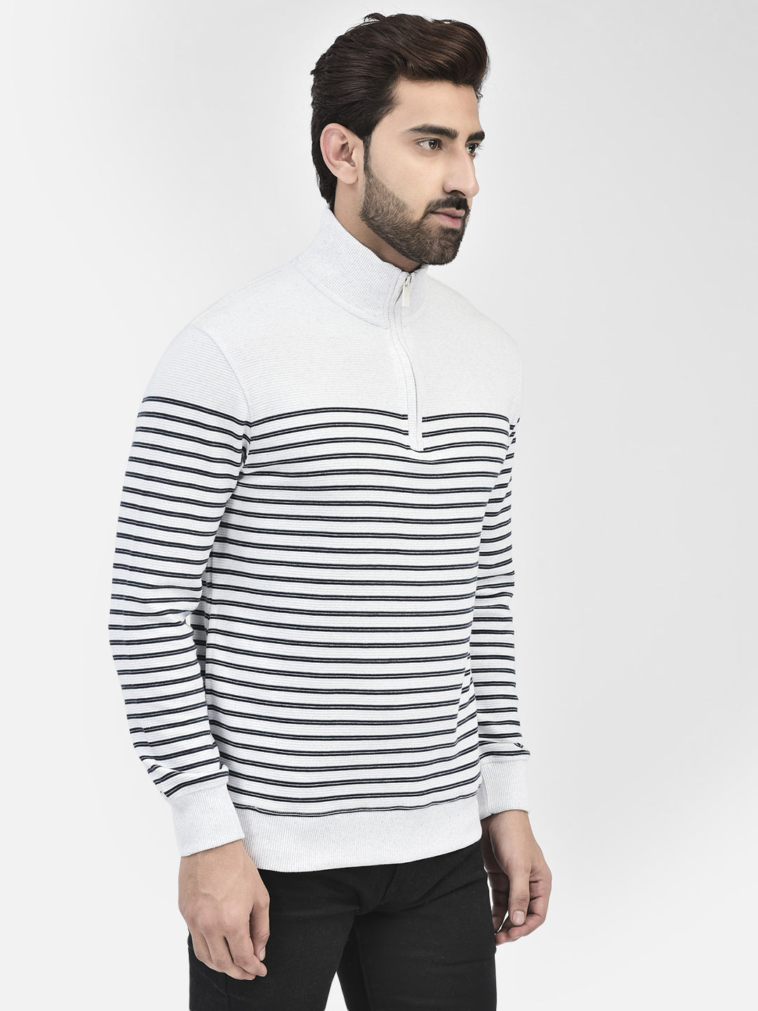 White Stripes Sweatshirt-Men Sweatshirts-Crimsoune Club