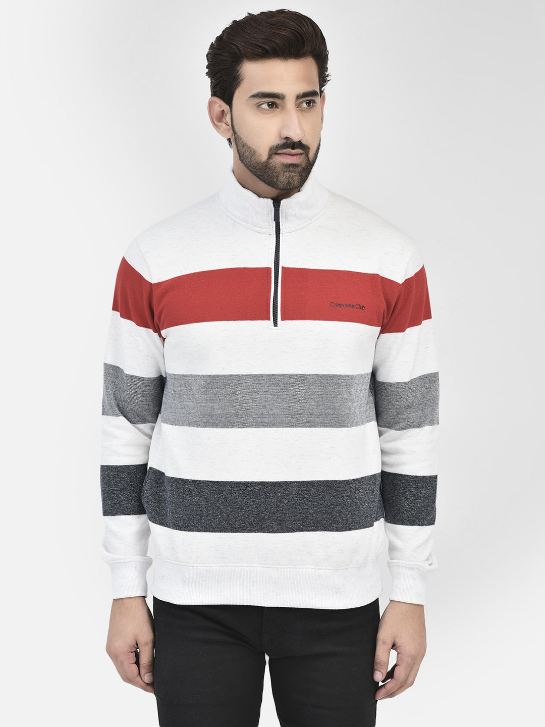 Red Stripes Sweatshirt-Men Sweatshirts-Crimsoune Club