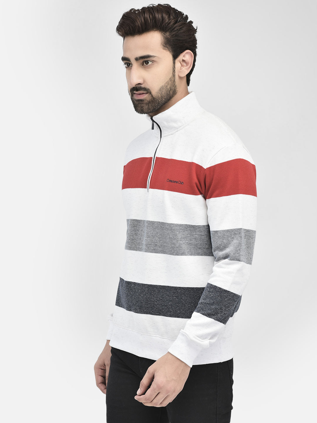 Red Stripes Sweatshirt-Men Sweatshirts-Crimsoune Club