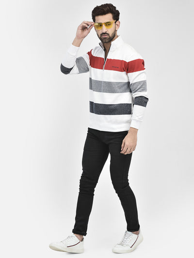 Red Stripes Sweatshirt-Men Sweatshirts-Crimsoune Club