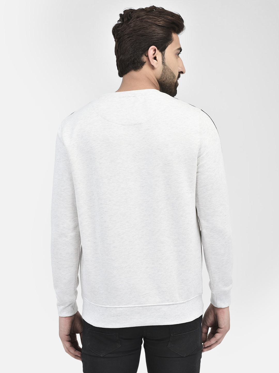 Grey Melange Printed Sweatshirt-Men Sweatshirts-Crimsoune Club