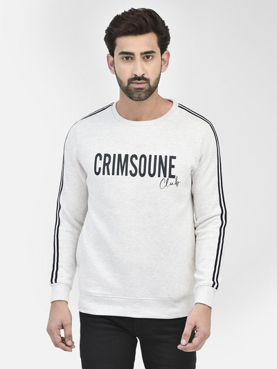 Grey Melange Printed Sweatshirt-Men Sweatshirts-Crimsoune Club