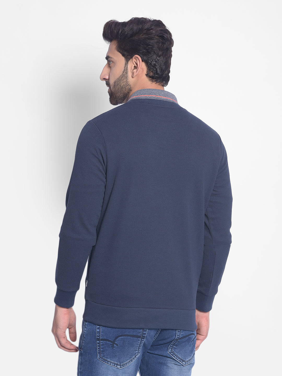 Navy Blue Sweatshirt-Men Sweatshirts-Crimsoune Club