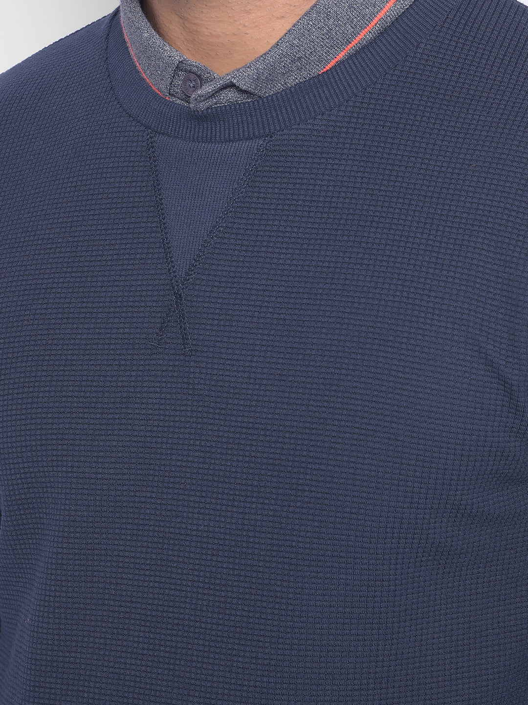 Navy Blue Sweatshirt-Men Sweatshirts-Crimsoune Club