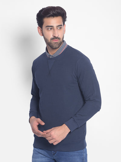 Navy Blue Sweatshirt-Men Sweatshirts-Crimsoune Club