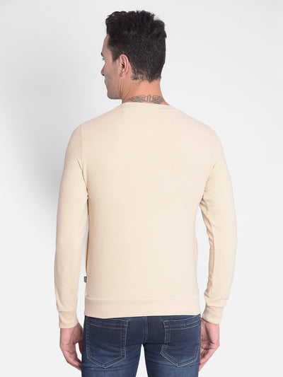 Beige Sweatshirt-Men Sweatshirts-Crimsoune Club