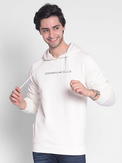 Off White Hooded Sweatshirt-Men Sweatshirts-Crimsoune Club
