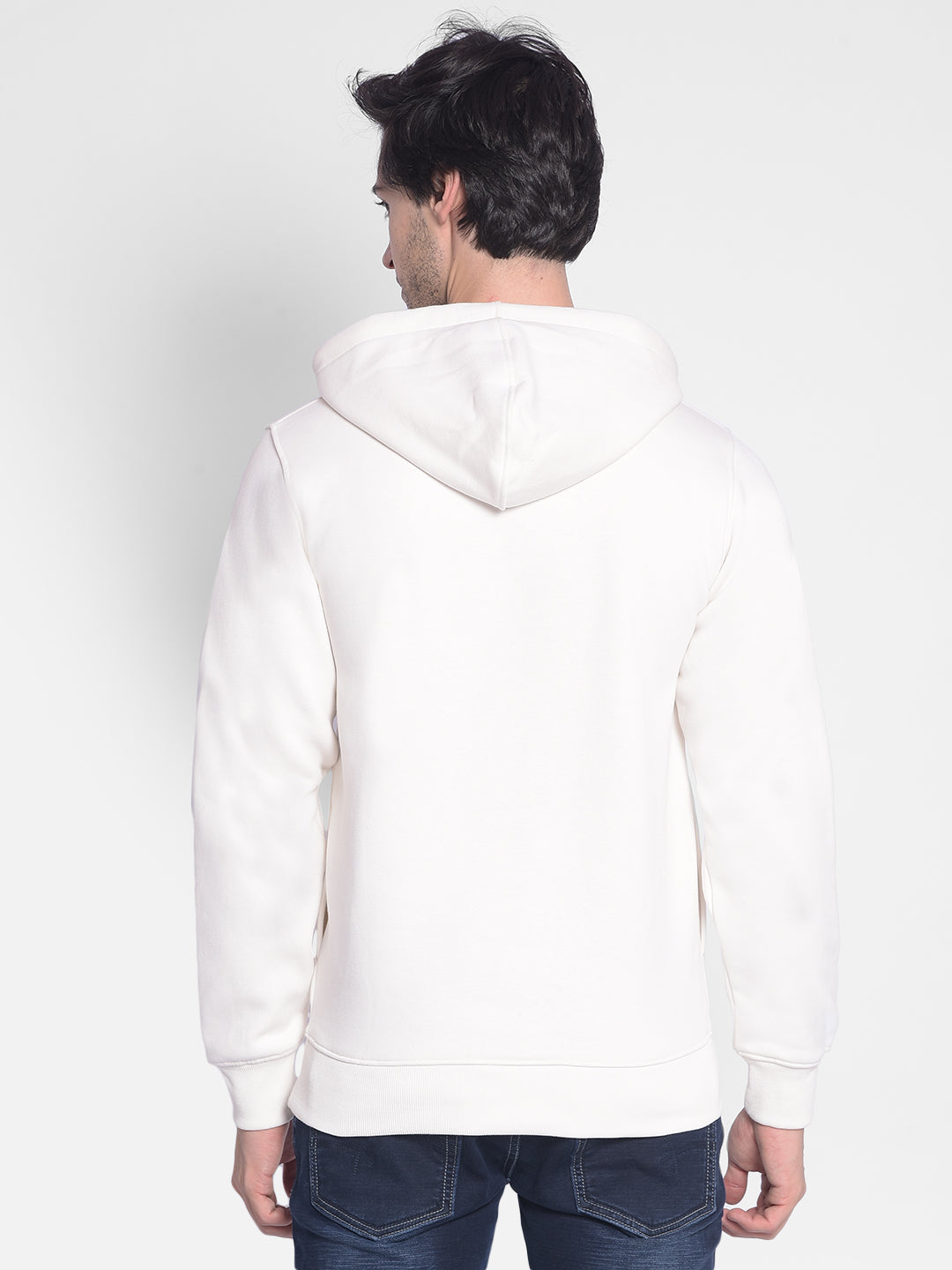 Off White Hooded Sweatshirt-Men Sweatshirts-Crimsoune Club