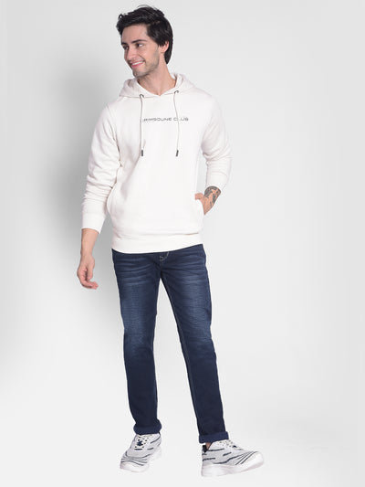 Off White Hooded Sweatshirt-Men Sweatshirts-Crimsoune Club