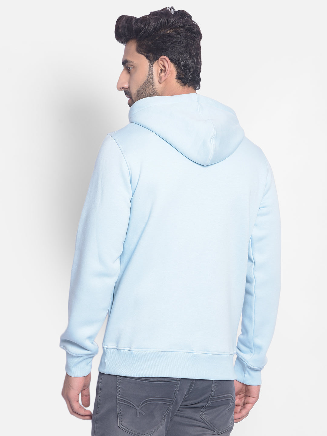 Blue Hooded Sweatshirt-Men Sweatshirts-Crimsoune Club