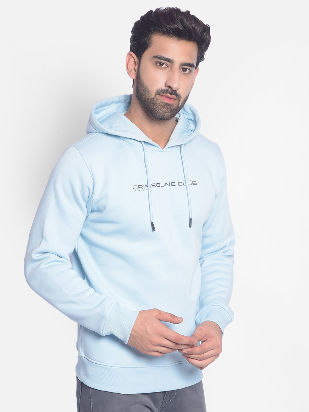 Blue Hooded Sweatshirt-Men Sweatshirts-Crimsoune Club