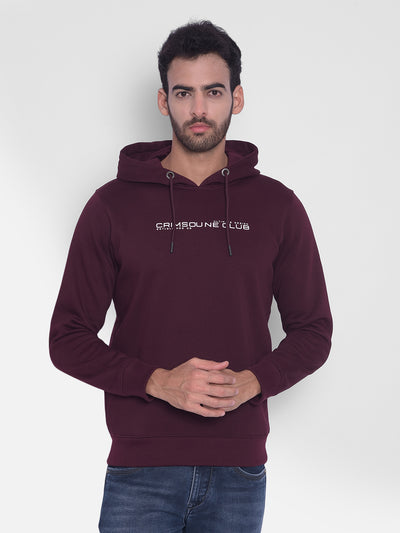 Wine Printed Hooded Sweatshirt-Mens Sweatshirts-Crimsoune Club