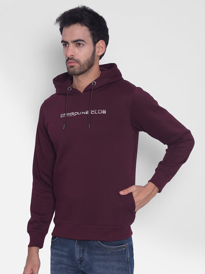Wine Printed Hooded Sweatshirt-Mens Sweatshirts-Crimsoune Club