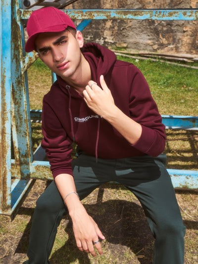 Wine Printed Hooded Sweatshirt-Mens Sweatshirts-Crimsoune Club