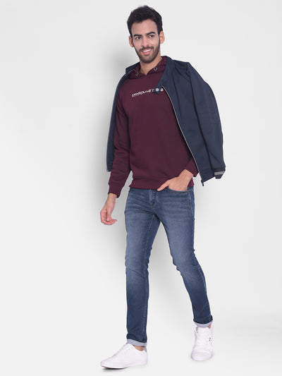 Wine Printed Hooded Sweatshirt-Mens Sweatshirts-Crimsoune Club