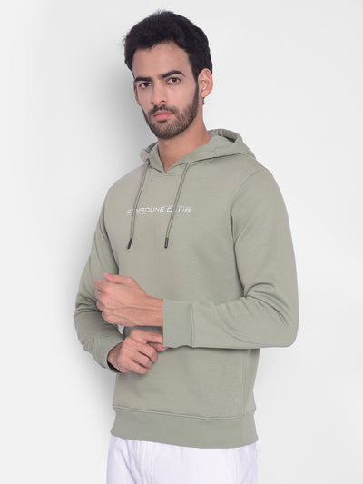 Olive Printed Hooded Sweatshirt-Men Sweatshirts-Crimsoune Club