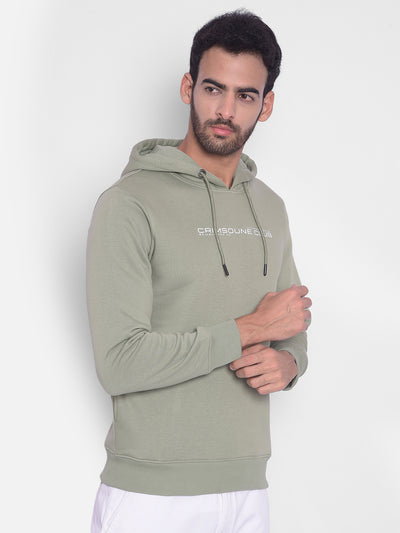 Olive Printed Hooded Sweatshirt-Men Sweatshirts-Crimsoune Club