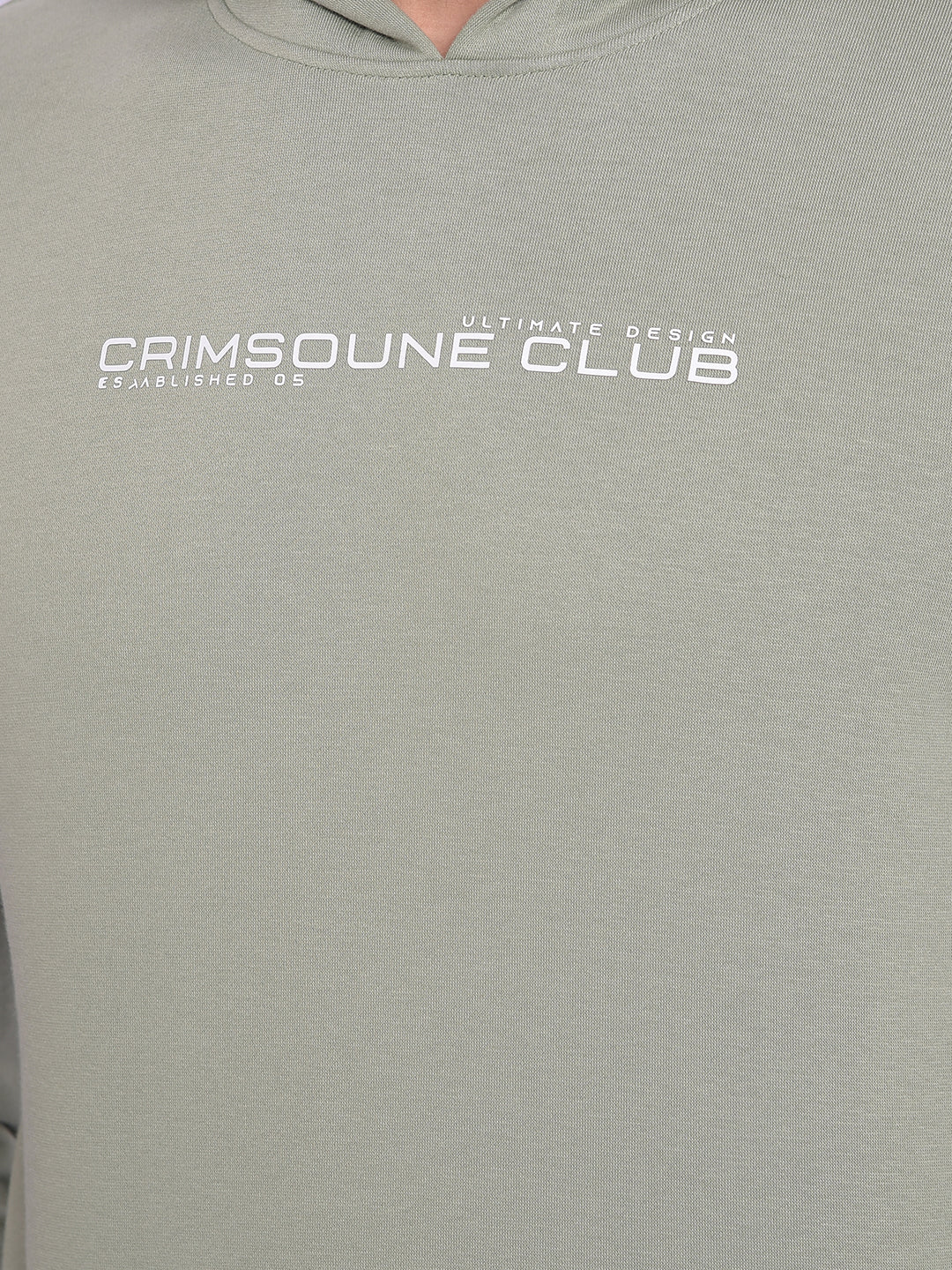 Olive Printed Hooded Sweatshirt-Men Sweatshirts-Crimsoune Club