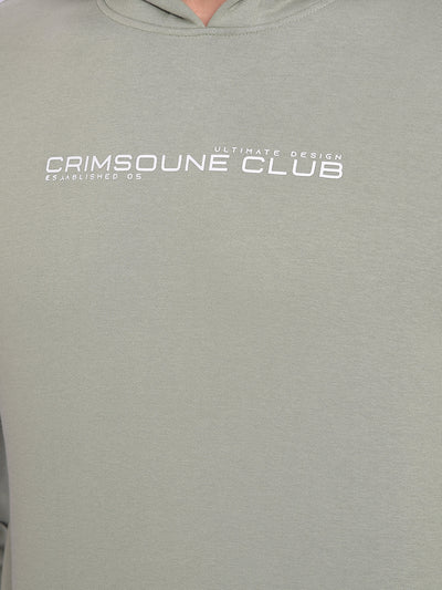 Olive Printed Hooded Sweatshirt-Men Sweatshirts-Crimsoune Club