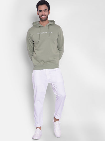 Olive Printed Hooded Sweatshirt-Men Sweatshirts-Crimsoune Club