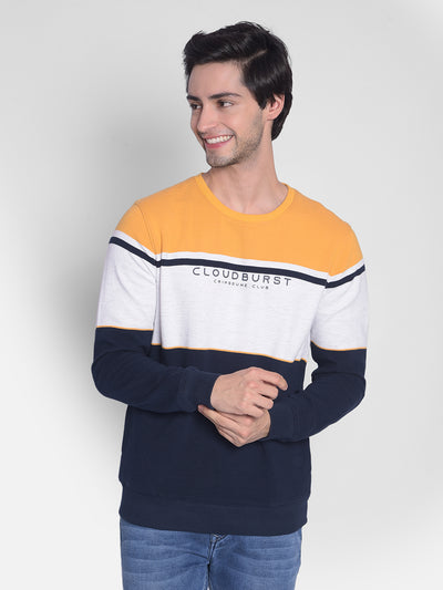 Mustard Colourblocked Sweatshirt-Men Sweatshirts-Crimsoune Club