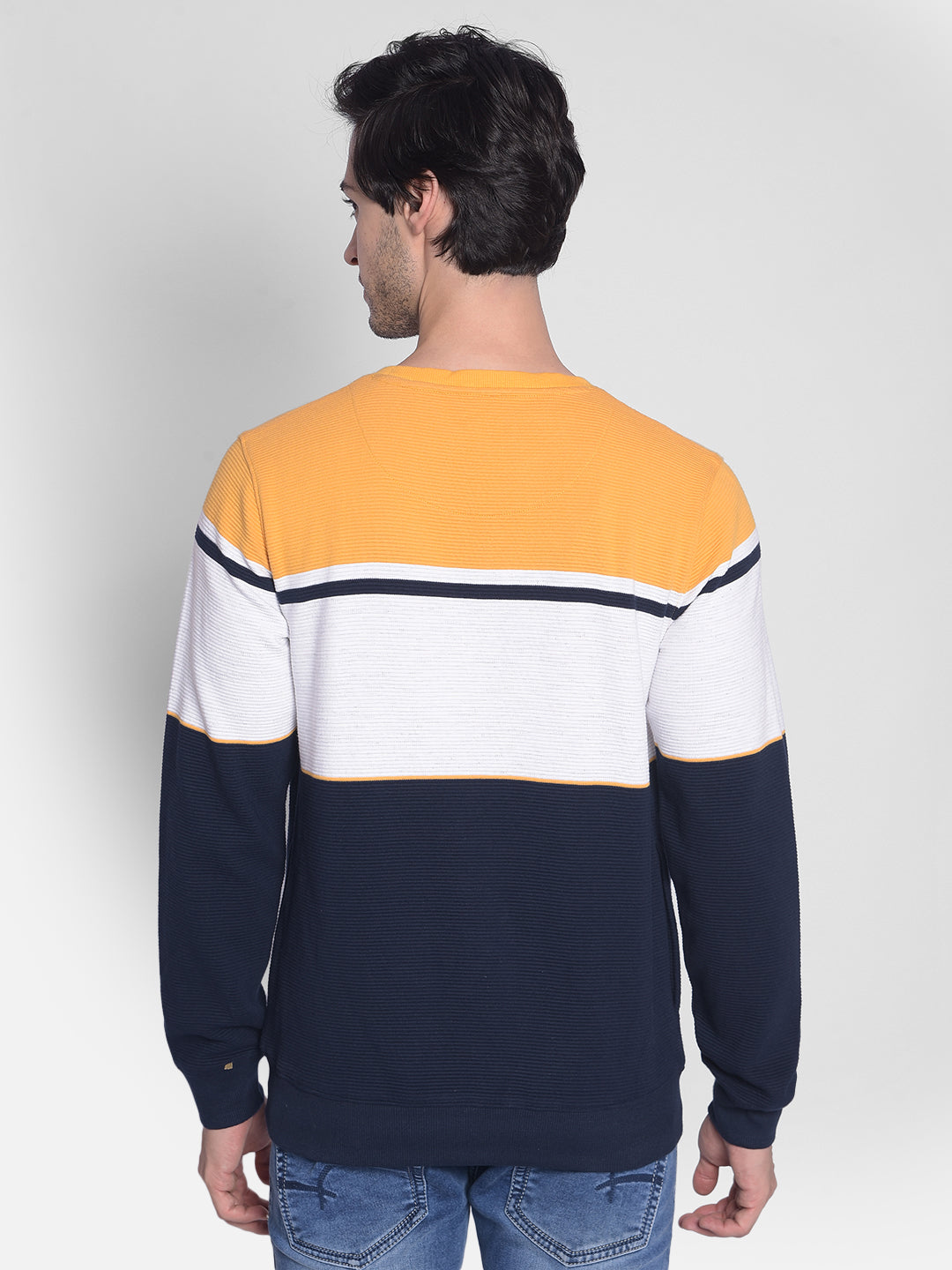 Mustard Colourblocked Sweatshirt-Men Sweatshirts-Crimsoune Club