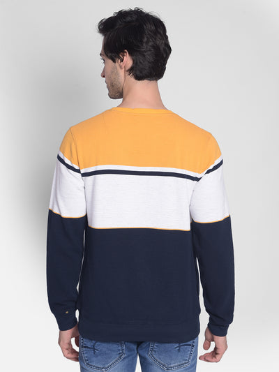 Mustard Colourblocked Sweatshirt-Men Sweatshirts-Crimsoune Club