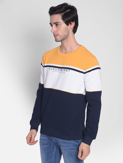 Mustard Colourblocked Sweatshirt-Men Sweatshirts-Crimsoune Club