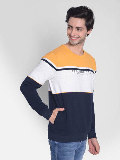 Mustard Colourblocked Sweatshirt-Men Sweatshirts-Crimsoune Club