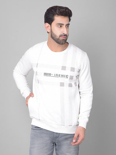 White Checked Sweatshirt-Men Sweatshirts-Crimsoune Club