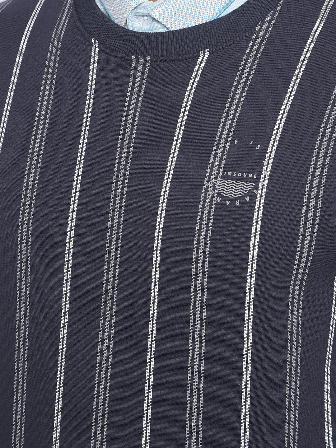 Navy Blue Striped Sweatshirt-Men Sweatshirts-Crimsoune Club