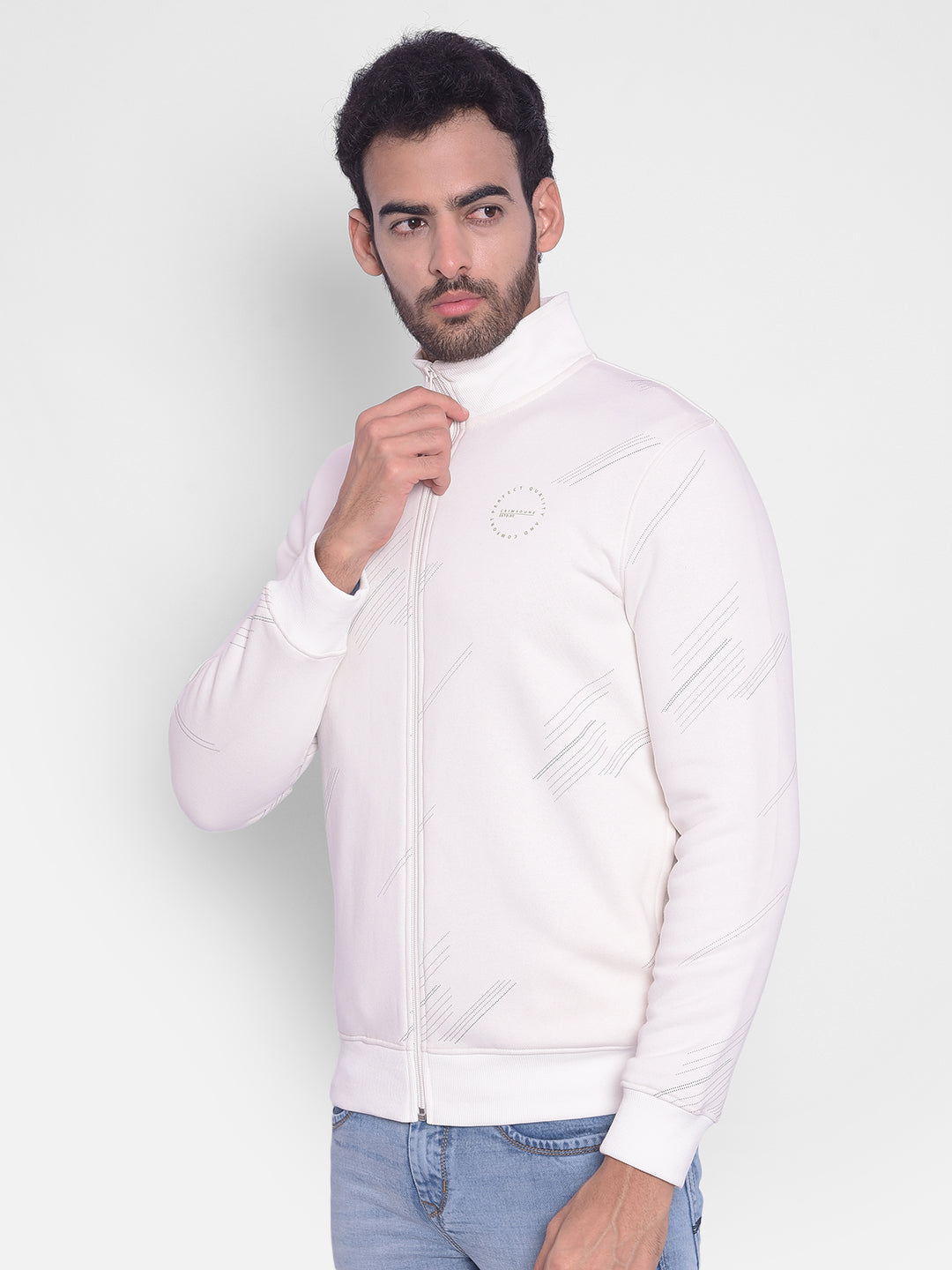 Off White Printed Sweatshirt-Men Sweatshirts-Crimsoune Club