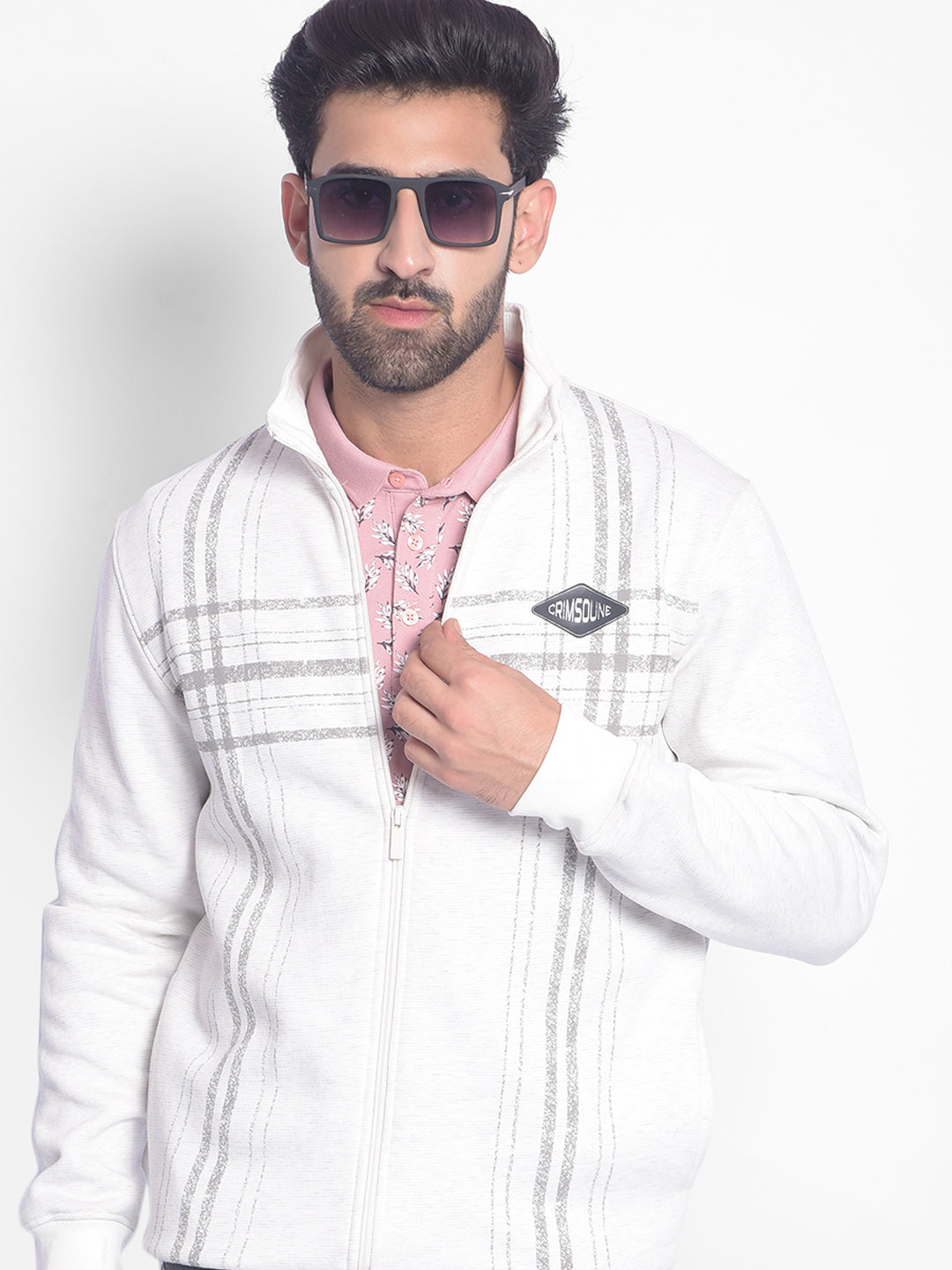 Off White Printed Sweatshirt-Men Sweatshirts-Crimsoune Club