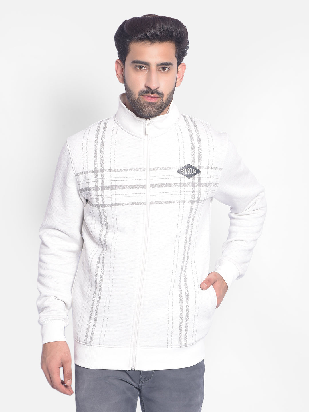 Off White Printed Sweatshirt-Men Sweatshirts-Crimsoune Club