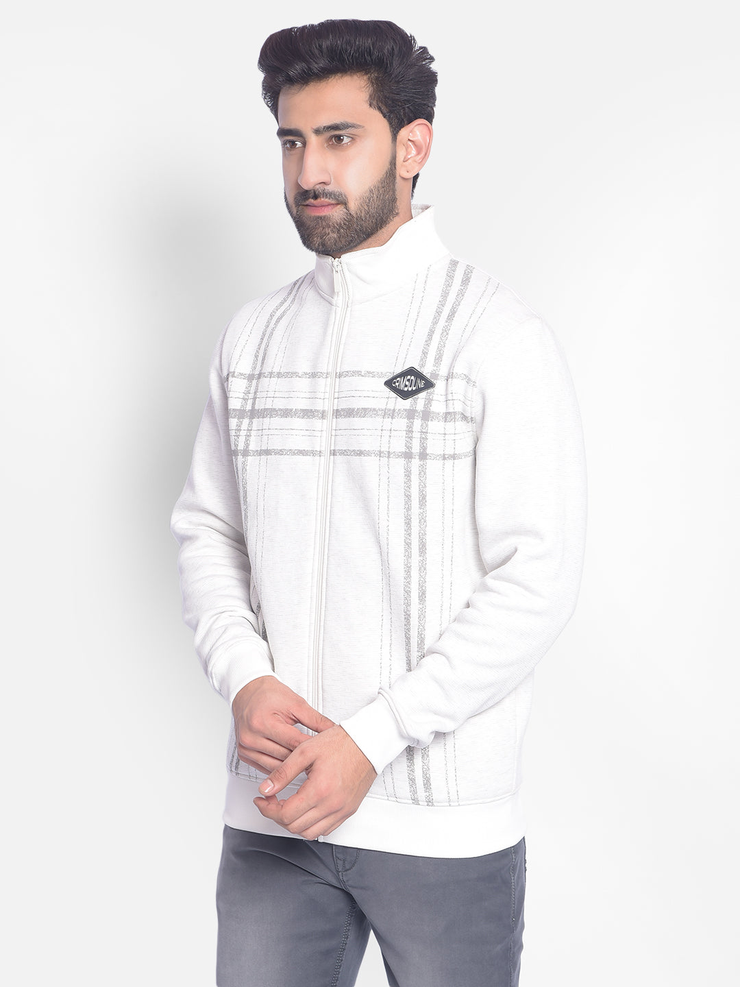 Off White Printed Sweatshirt-Men Sweatshirts-Crimsoune Club