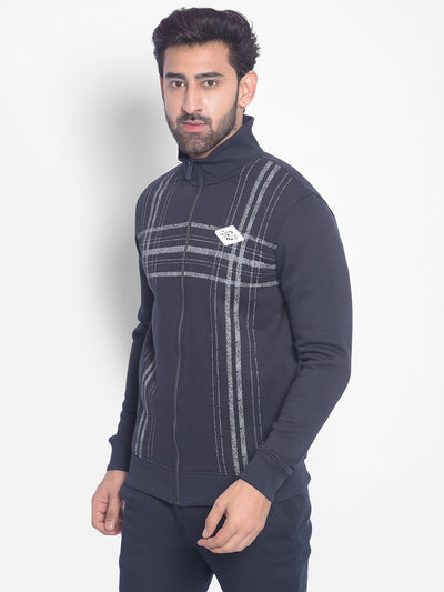 Navy Blue Printed Sweatshirt-Men Sweatshirts-Crimsoune Club