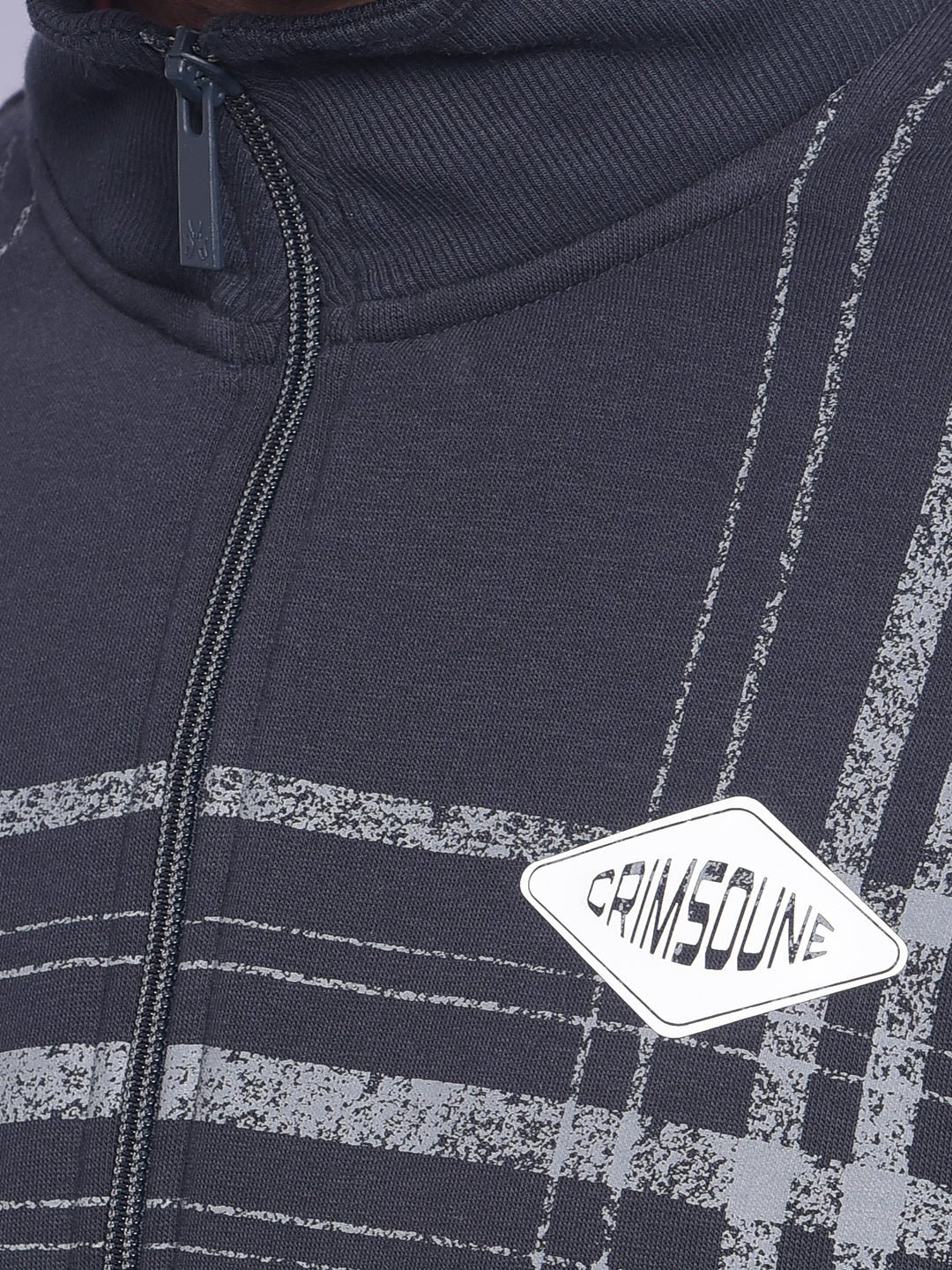 Navy Blue Printed Sweatshirt-Men Sweatshirts-Crimsoune Club