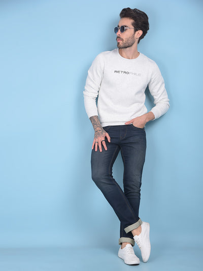 White Printed Sweatshirt-Men Sweatshirts-Crimsoune Club