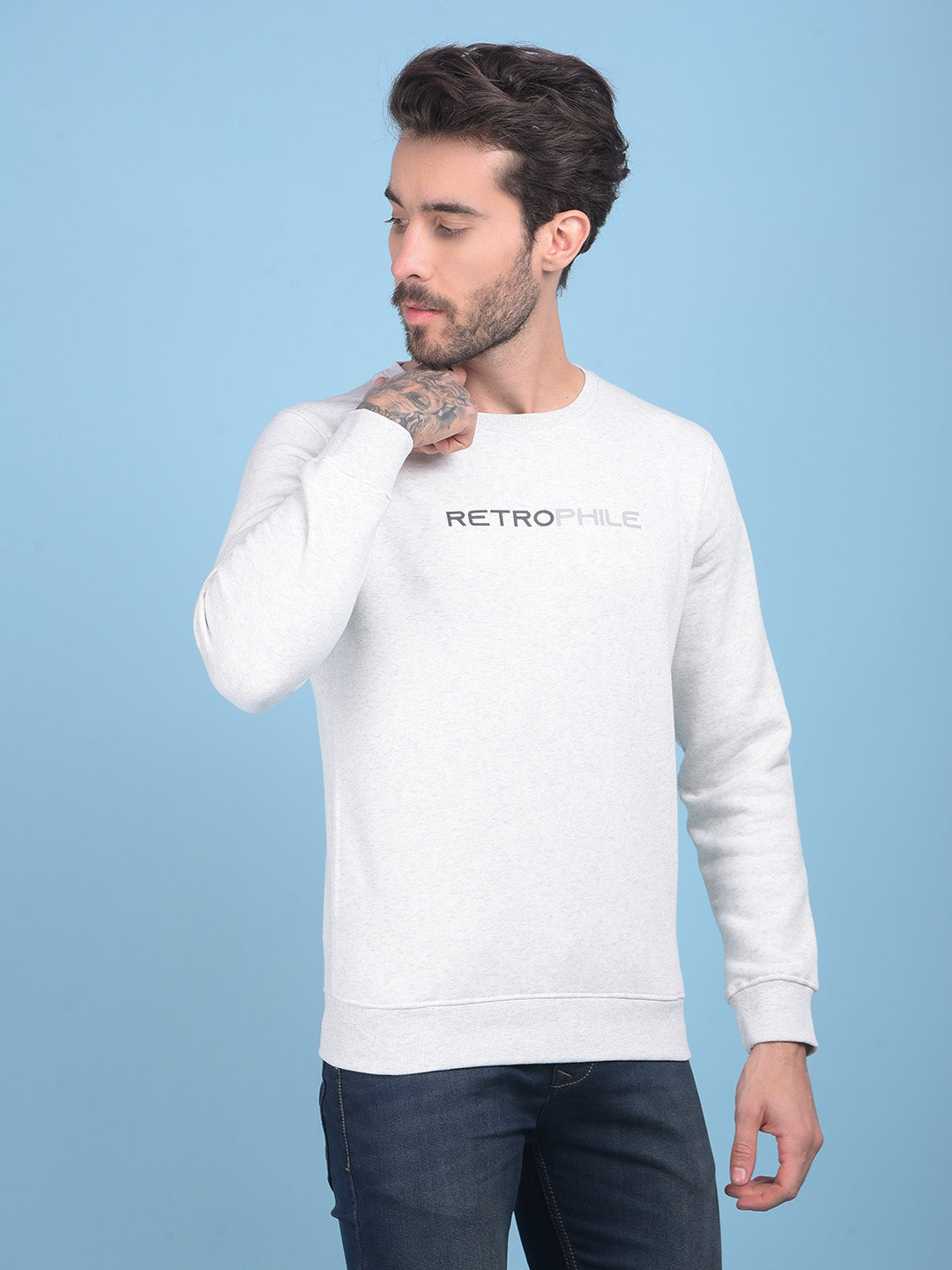 White Printed Sweatshirt-Men Sweatshirts-Crimsoune Club