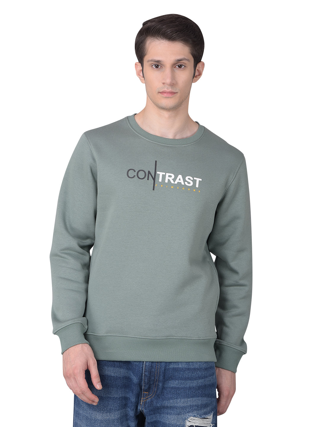 Green Printed Sweatshirt-Men Sweatshirts-Crimsoune Club