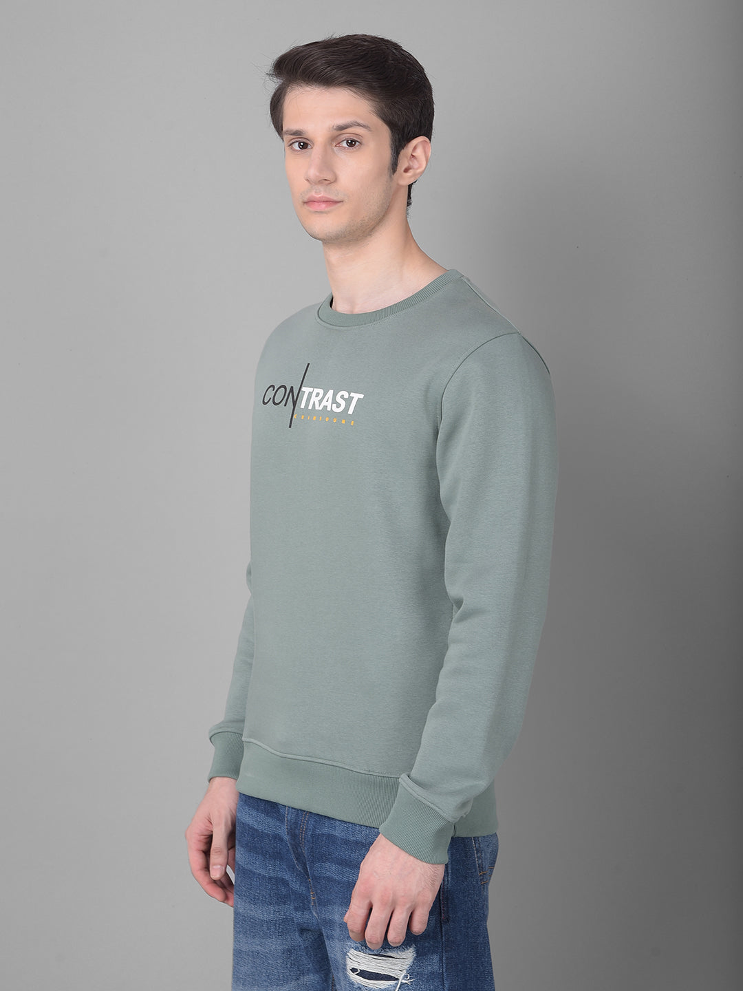 Green Printed Sweatshirt-Men Sweatshirts-Crimsoune Club