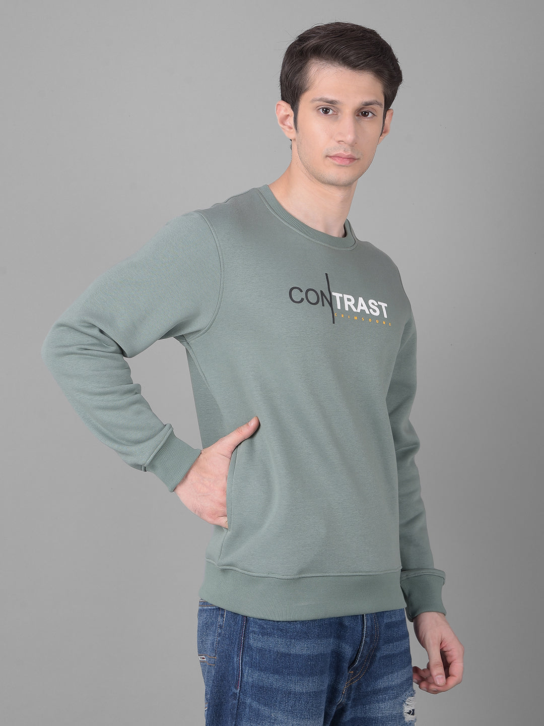 Green Printed Sweatshirt-Men Sweatshirts-Crimsoune Club