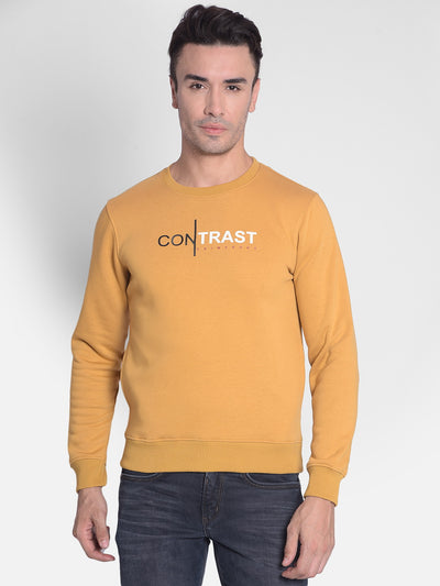 Mustard Printed Sweatshirt-Men Sweatshirts-Crimsoune Club