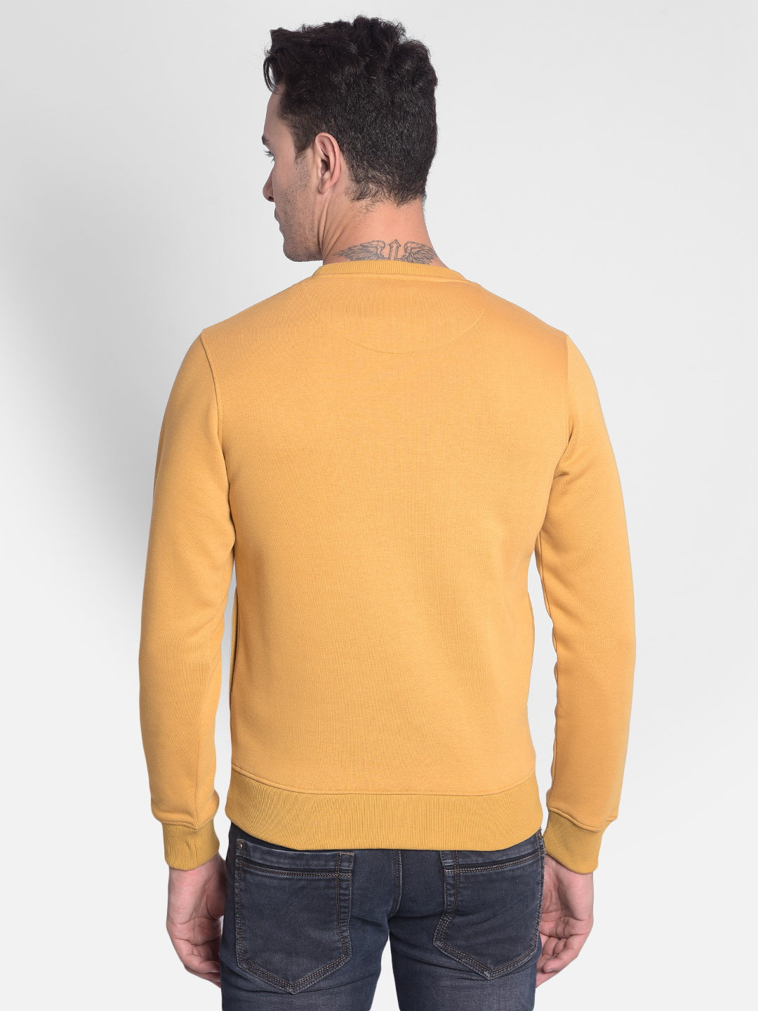 Mustard Printed Sweatshirt-Men Sweatshirts-Crimsoune Club
