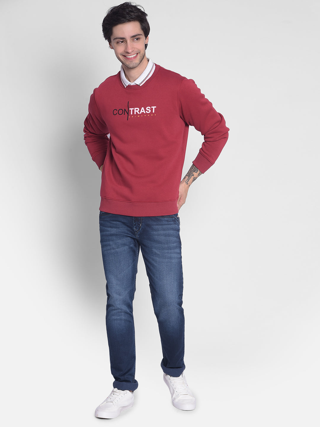 Red Printed Sweatshirt-Men Sweatshirts-Crimsoune Club