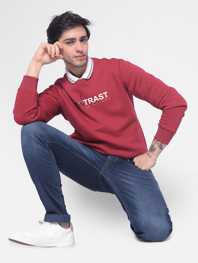 Red Printed Sweatshirt-Men Sweatshirts-Crimsoune Club